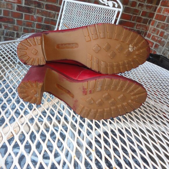 TIMBERLAND "Allington" Red Leather Block Heel Lace Up Boots Size 6.5 - Picture 7 of 8